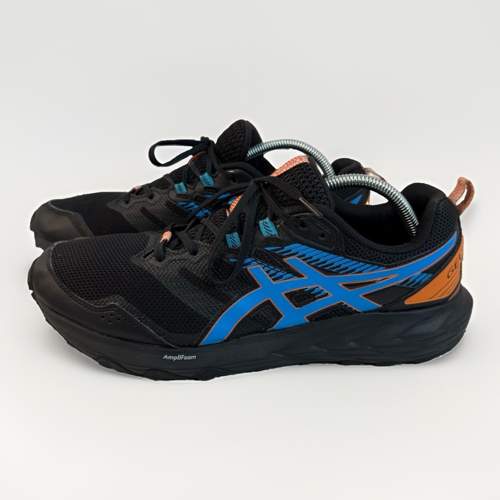 ASICS GEL-SONOMA 6 Mens Trail Running Shoes Black Blue Orange Lace-Up size 12